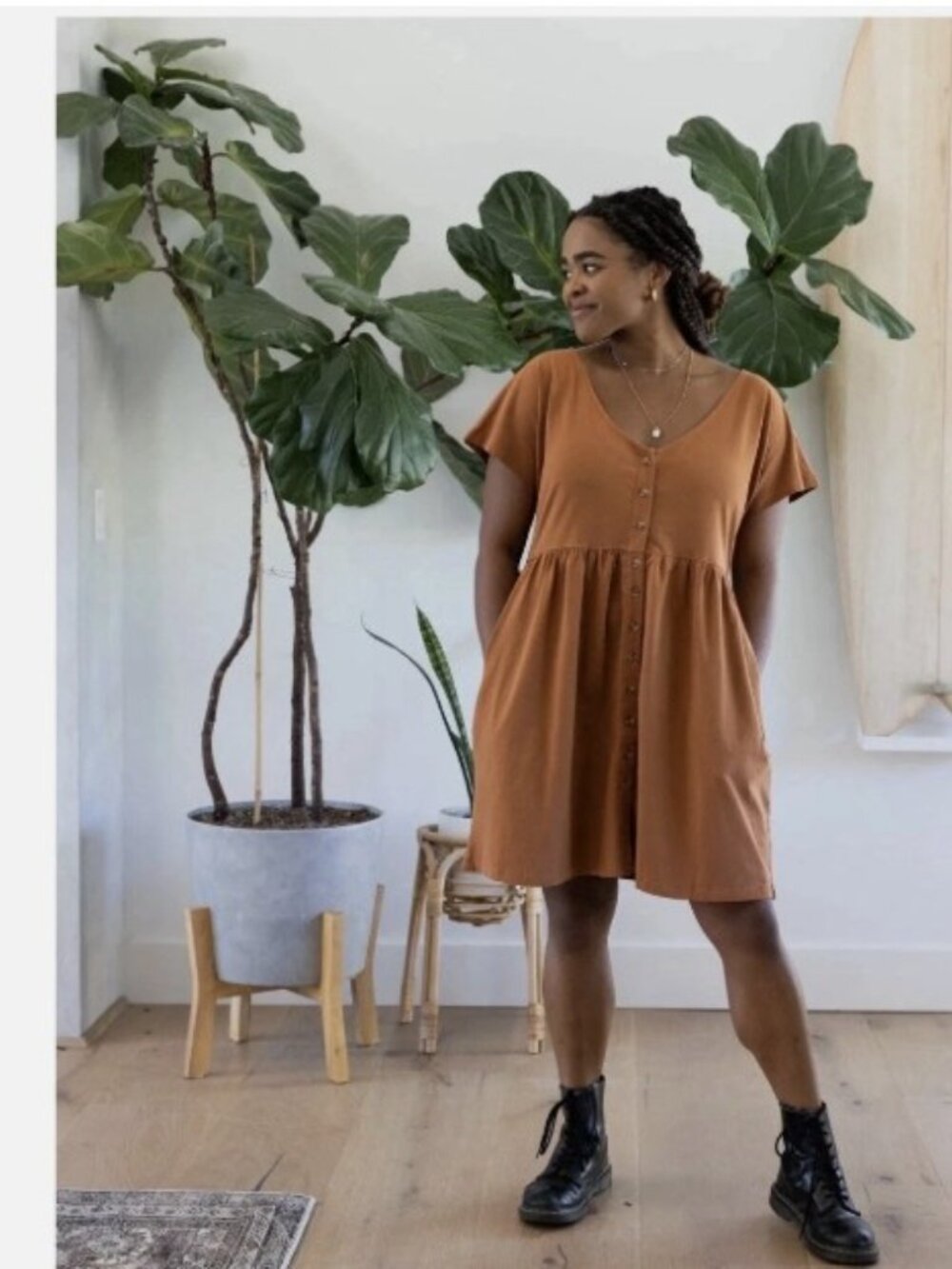 Known Supply Josie Dress | Organic Cotton Button Front | Size XL | Dusty Coral